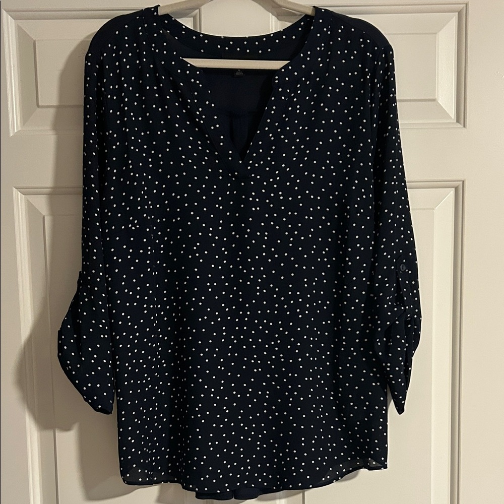Elegant Navy Polka Dot Blouse